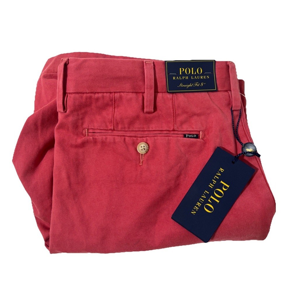 Polo Ralph Lauren Shorts Mens 34 Red Stretch  Fit Chino 8 Inch Pima Cotton